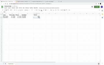 Náhled evidence objednávek v tabulce